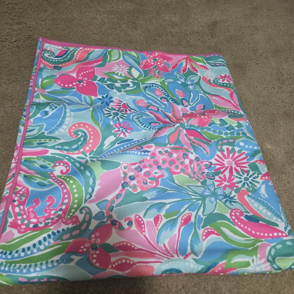 Lilly Pulitzer Pink and Blue Floral Beach Towel